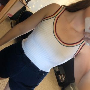 white tank top with rainbow outline